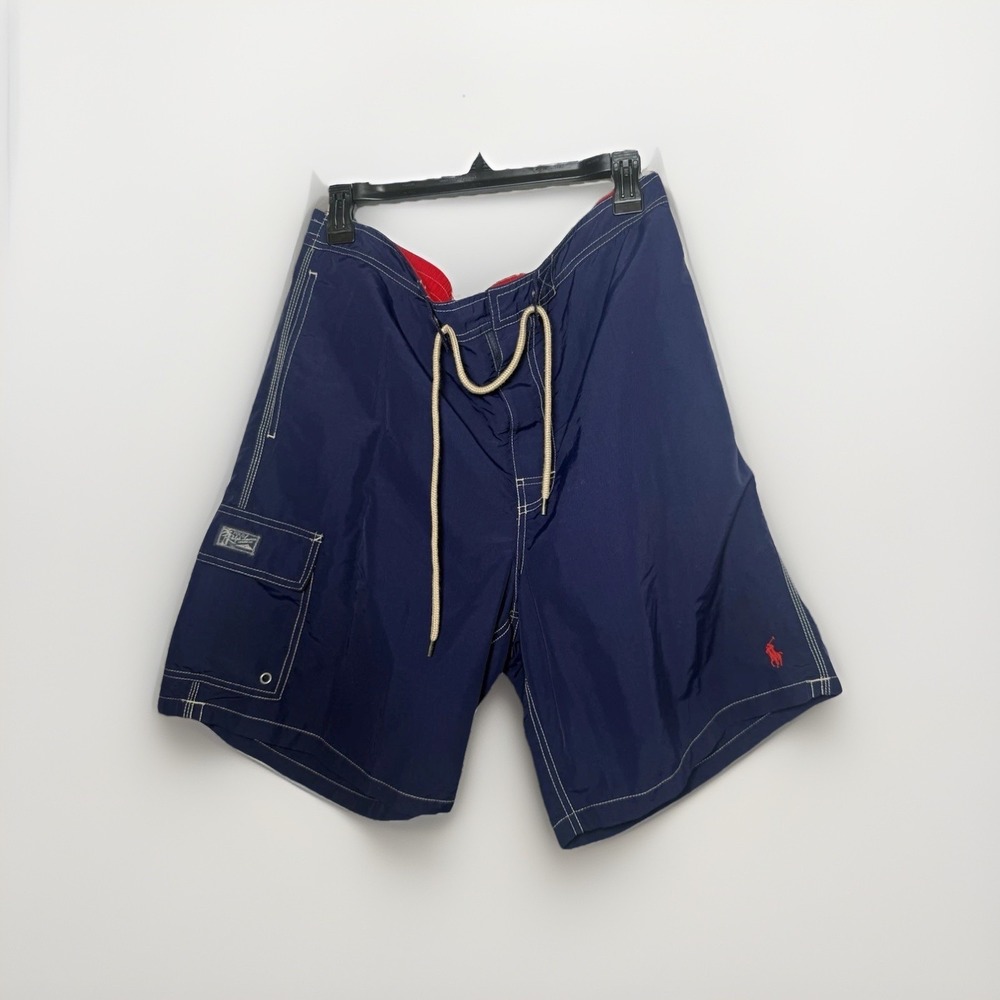 Polo Ralph Lauren Trunks Mens XL 7" Blue Surfing Swim Logos